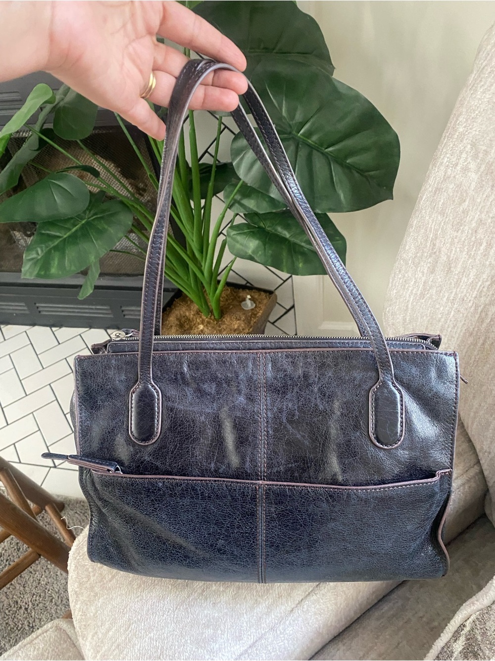 vintage Hobo International The Original Friar black leather shoulder bag